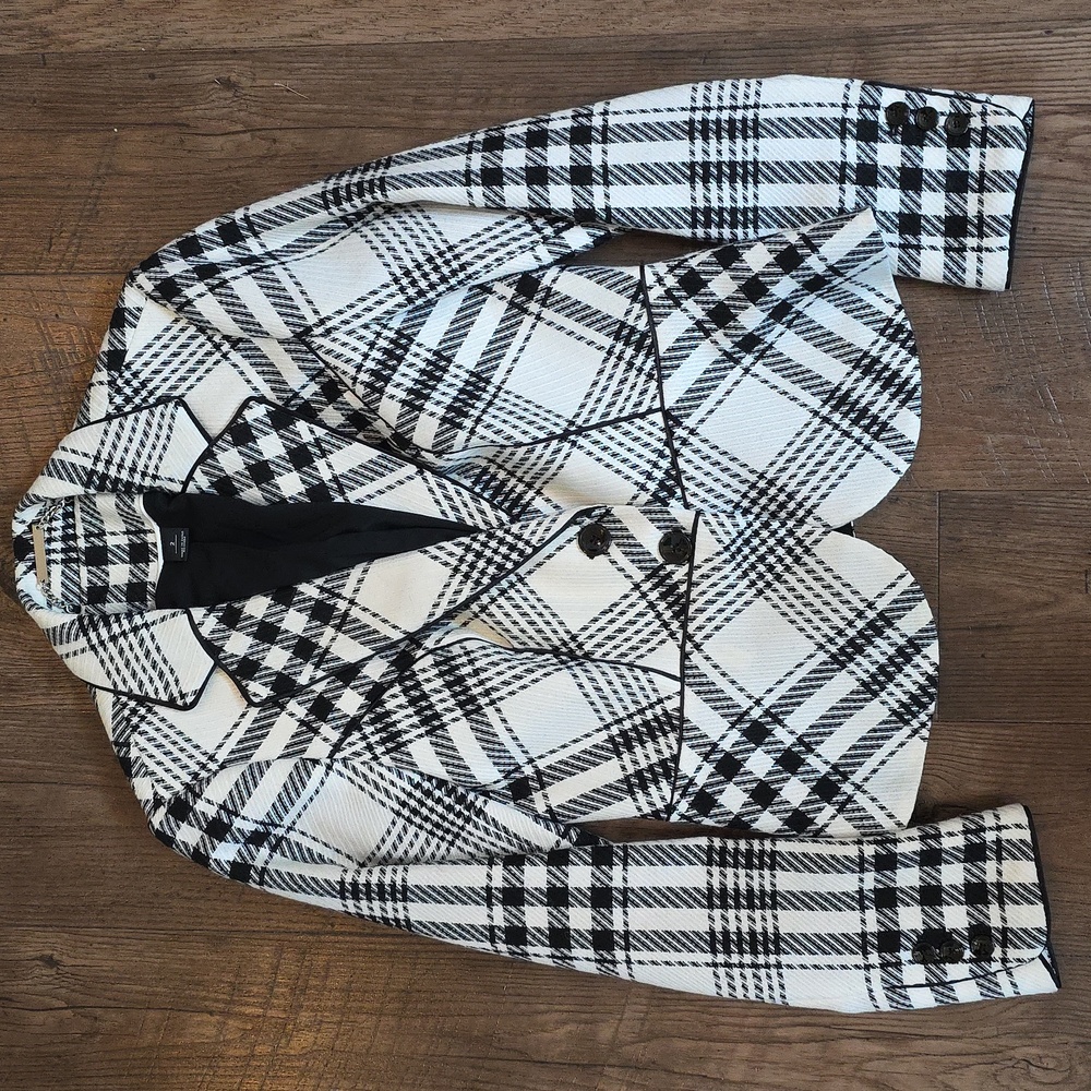 Black & White Plaid Classic Jacket, Sz. 2